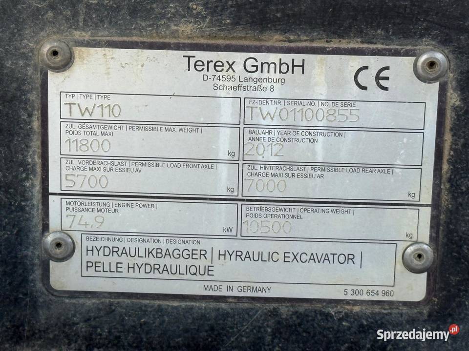 TEREX TW 110 Osłonino