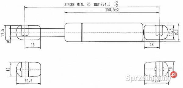 Sprężyna gazowa L2745 mm 100N Stabilus CA516678 Do maszyn uprawowych Kamionna sprzedam