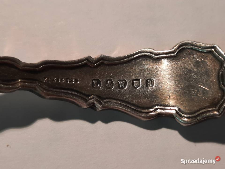 Elegancka łyżka do cukru pudru ze srebra Anglia wielkopolskie Poznań