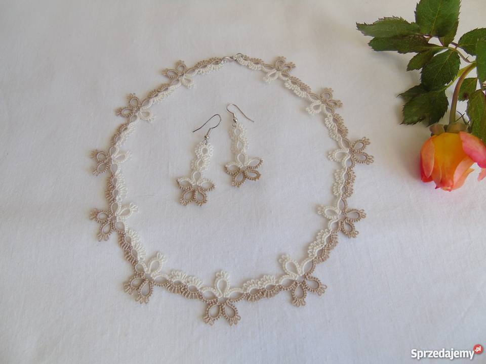 Biżuteria Frywolitkowa Wiśniowa