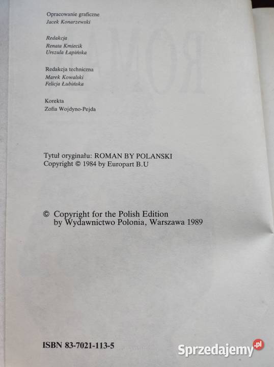 Polański Roman 1989 autobiografia sprzedam
