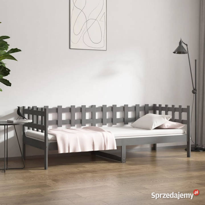 Łóżko dzienne szare lite drewno sosnowe 90x200 Warszawa