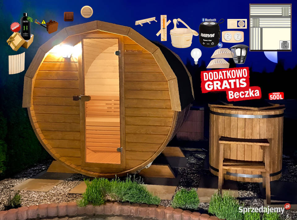 SAUNA Ogrodowa 200 MINI DWUpoziomowa Beczka 500L Nowy Targ
