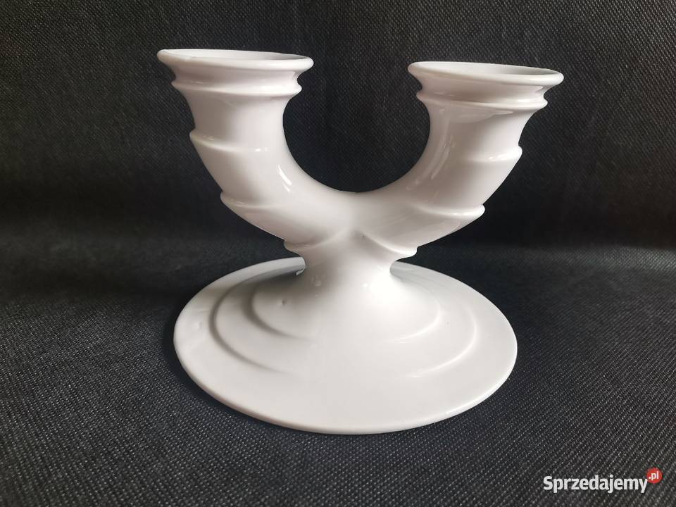 Stary świecznik Art Deco różowa porcelana Katowice