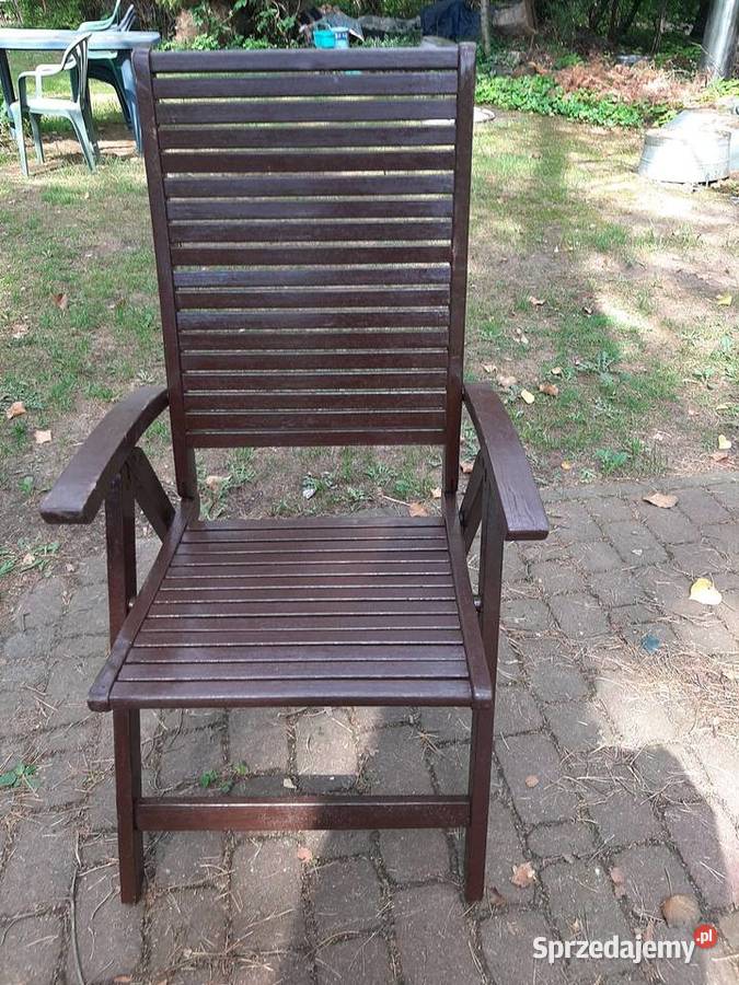 Leżak krzesło retro w kolorze brązowym drewno mazowieckie Otwock