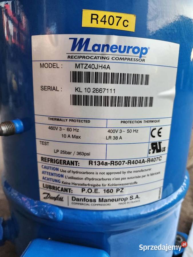 Sprężarka chłodnicza Danfoss Maneurop MTZ40JH4A Gastronomia Nowy Sącz