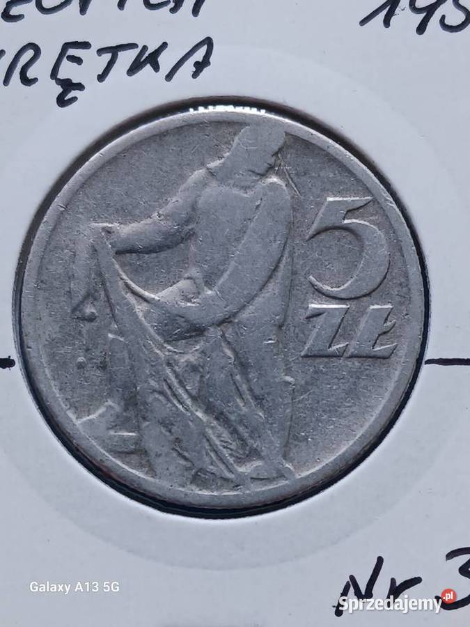 5 Złotych Rybak 1958 r skrętka 3 Numizmatyka Konin