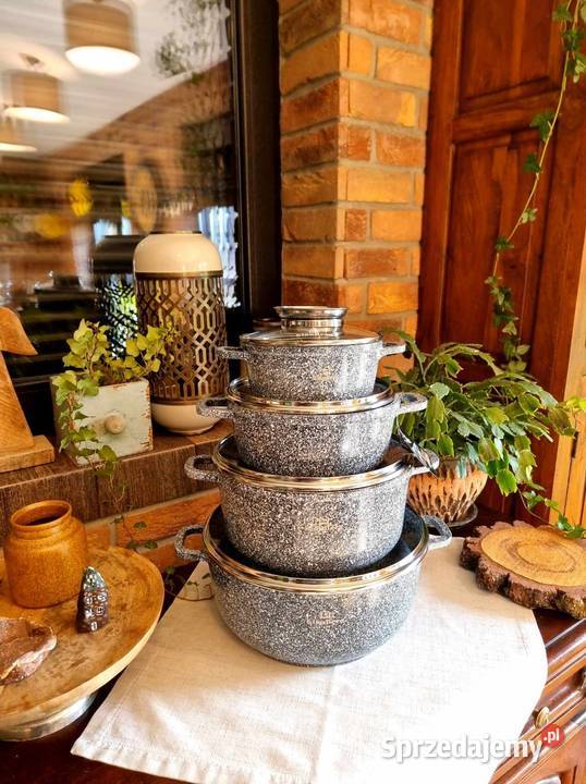 Garnki marmurkowe 4 czarne szare Szczecin