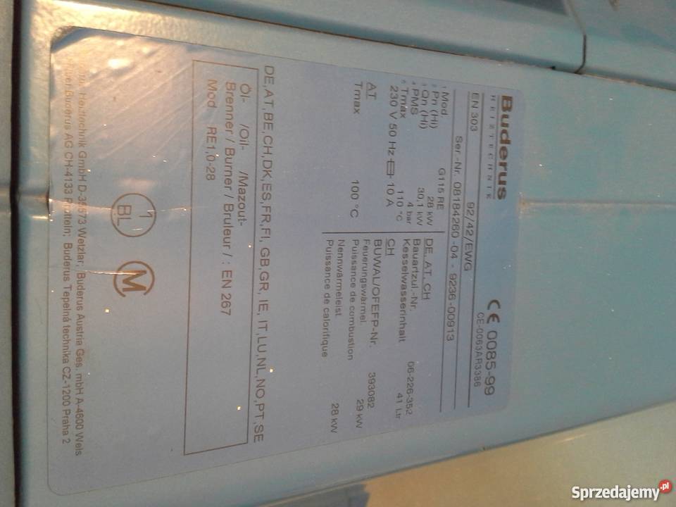 Piec olejowy Buderus G115 RE 28kw komplet