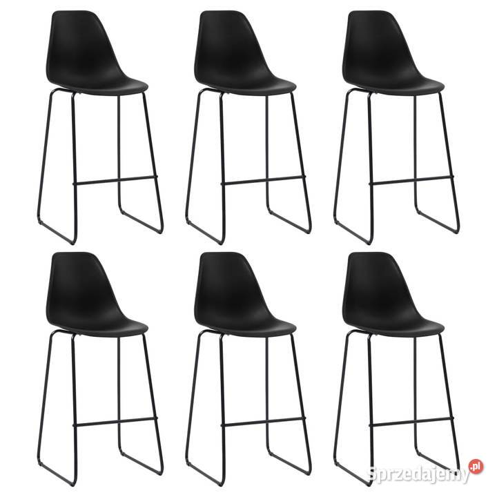 vidaXL Krzesła barowe, 6 szt., czarne, plastik 279654