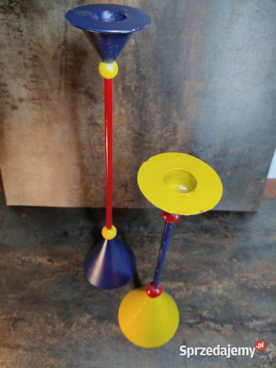 Świeczniki 2 Memphis style vintage lata 80 Kalisz