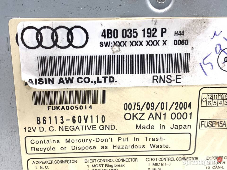 RADIO NAWIGACJA AUDI A4 B6 4B0035192P 0005 osobowe