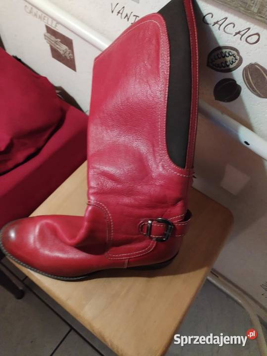 Czerwone kozaczki skórzane 40 dolnośląskie Wrocław