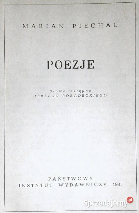 Poezje Marian Piechal Chełm sprzedam