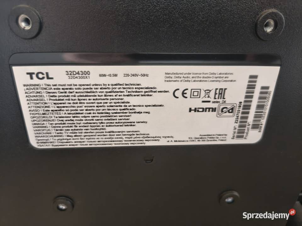 Telewizor TCL 32D4300 32 cale stan Konin