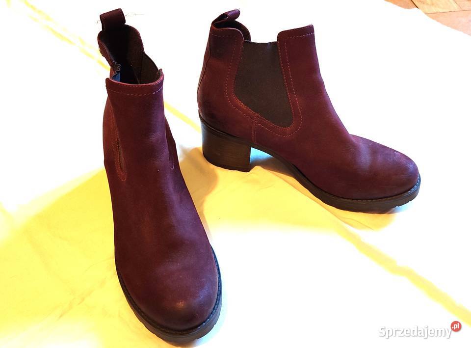 Bordowe zamszowe skórzane botki Lasocki r 41 Półbuty Gdańsk sprzedam