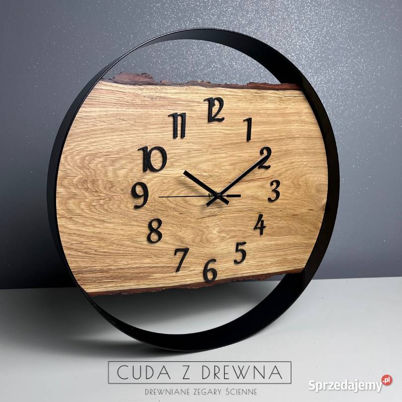 Zegar na ścianę drewniany w obręczy CUDA Z drewno Borów