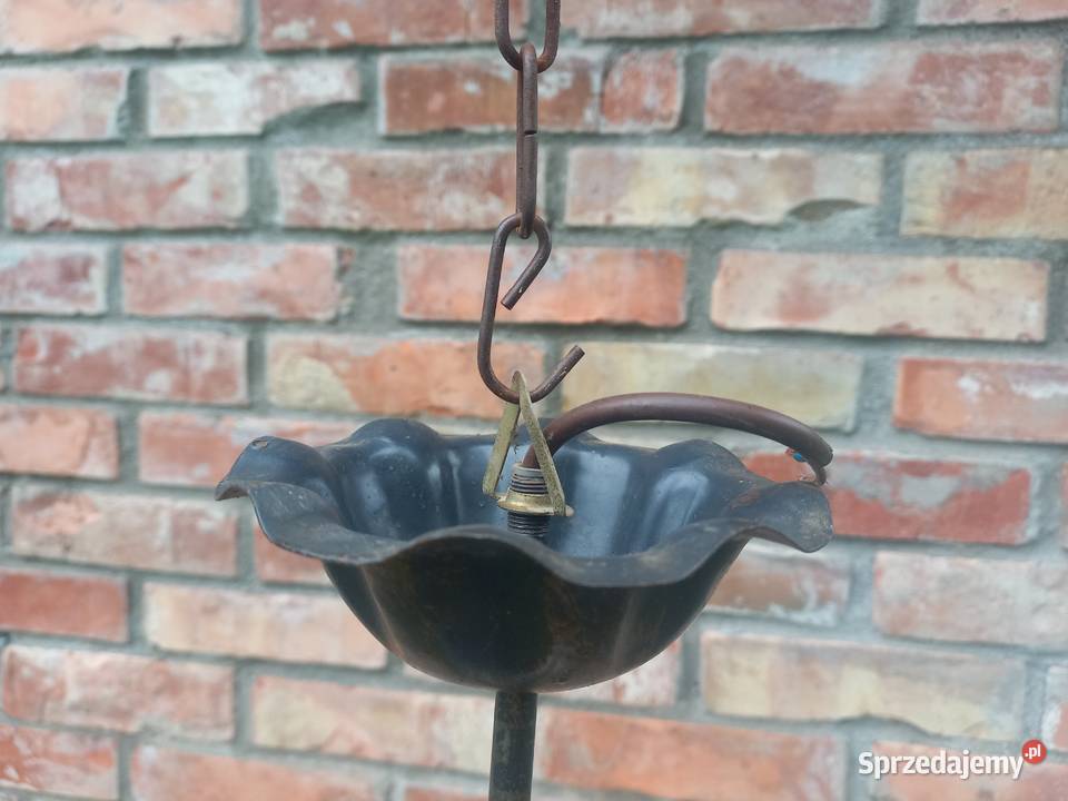 Żyrandol metalowy ze szklanym kloszem Lampa Antyki Gawroniec