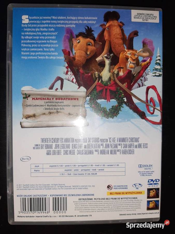 Epoka Lodowcowa Mamucja Gwiazdka DVD Inowrocław