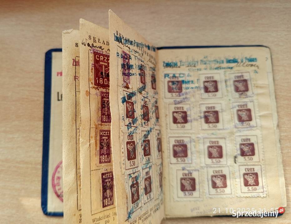 Związkowa Legitymacja Członkowska 1951r Nakło nad Notecią