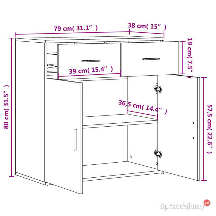 Szafka szary dąb sonoma 79x38x80 materiał Warszawa