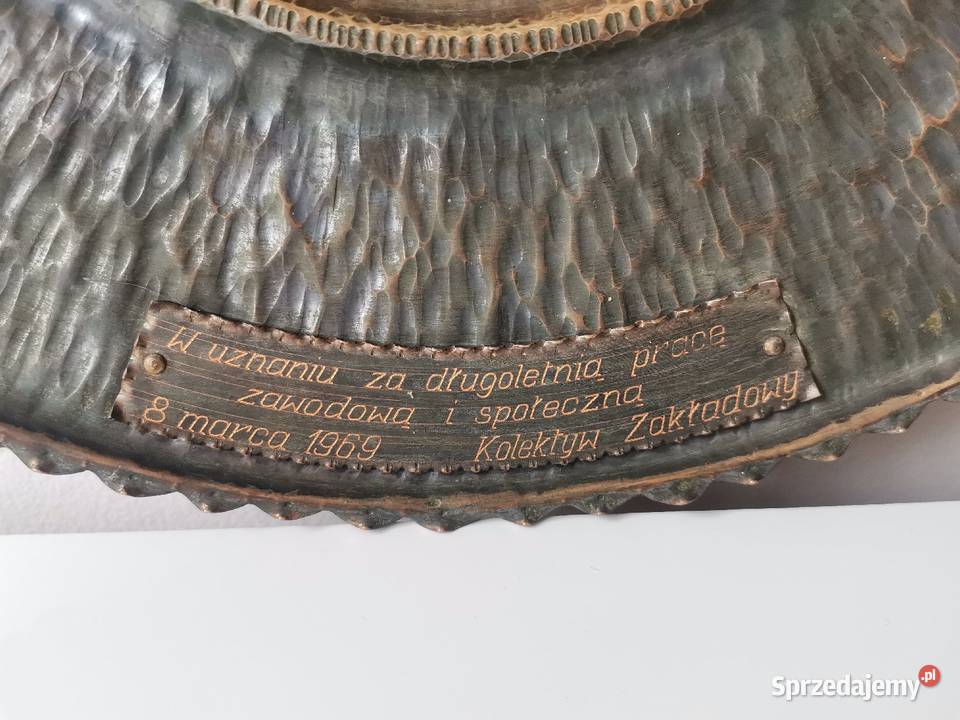Stary miedziany talerz Huta Cynku Katowice śląskie
