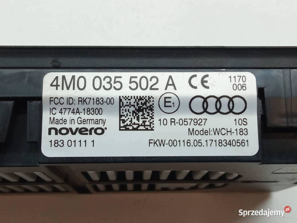 MODUŁ ŁADOWARKA INDUKCYJNA 4M0035502A Audi Q7 II Rok produkcji 2017 Komputery sprzedam