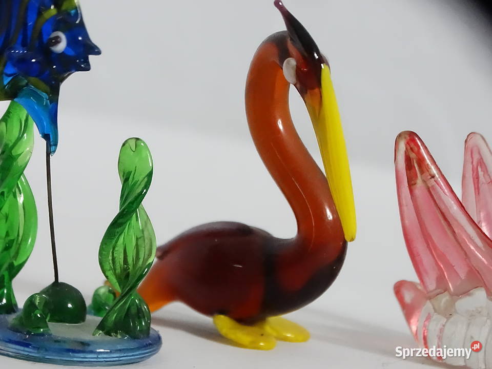 Kolekcja szklanych figurek rękodzieło lubelskie Biłgoraj