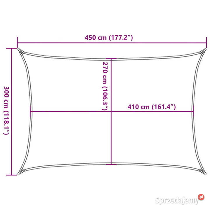 Żagiel przeciwsłoneczny 160 gm biały 3x45 m HDPE