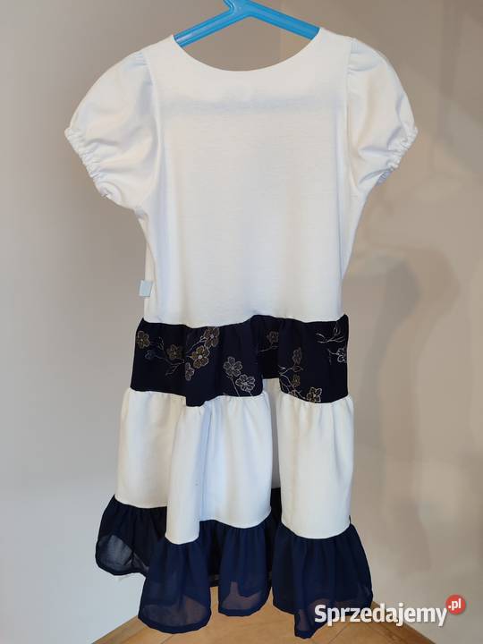 Sukienka dziewczynki biała granatowa krótki sprzedam