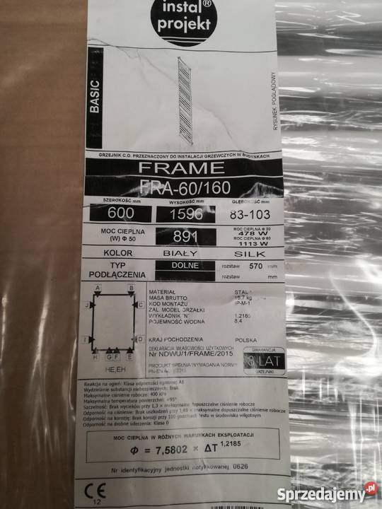 Grzejnik FRAME 60160 Biały FRA60160 Akcesoria łazienkowe Siedlce