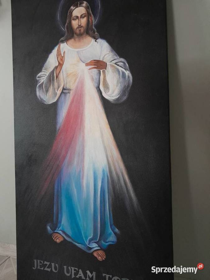 Jezus miłosierny Wizerunek wilenski olej na Borne Sulinowo