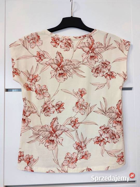 Bluzka tshirt beżowy kwiaty S 36 bawełna Orsay sprzedam