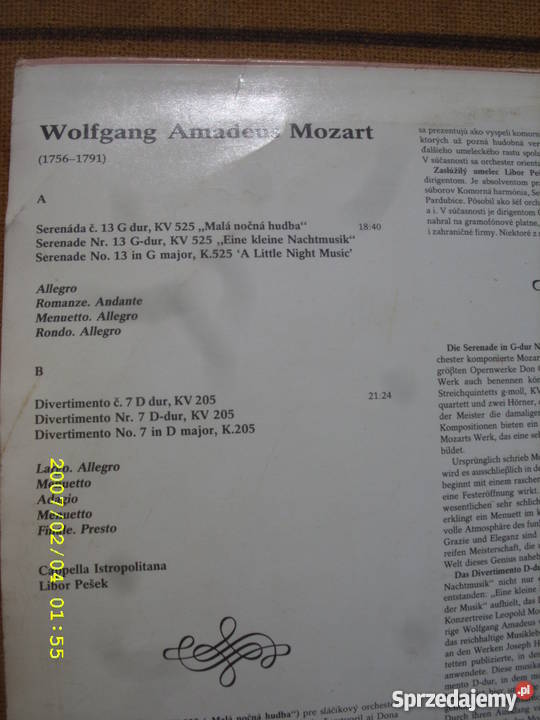 Klasyka LP WA MOZARTEINE KLEINE NACHTMUSIC płyta winylowa Wołów