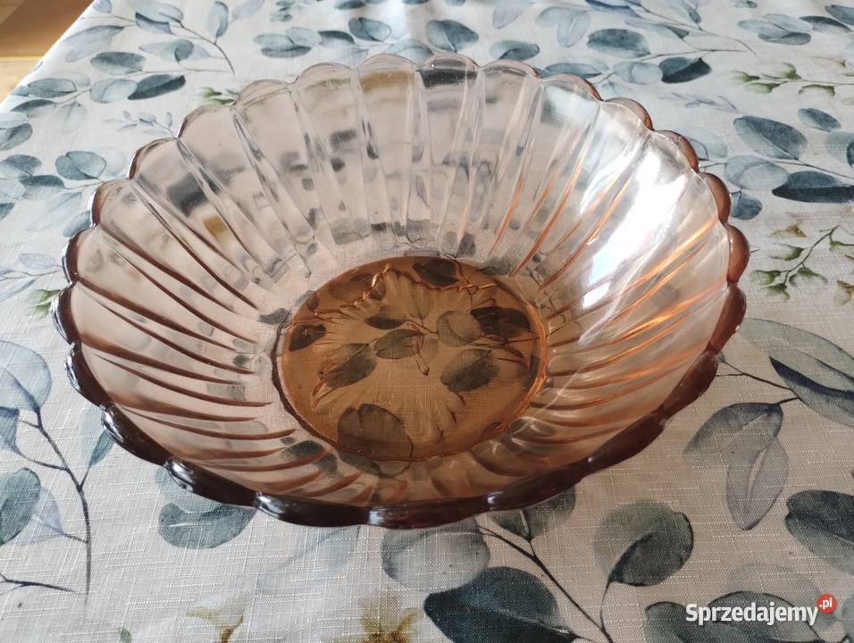 PRL salaterka rozalinowa art deco duża