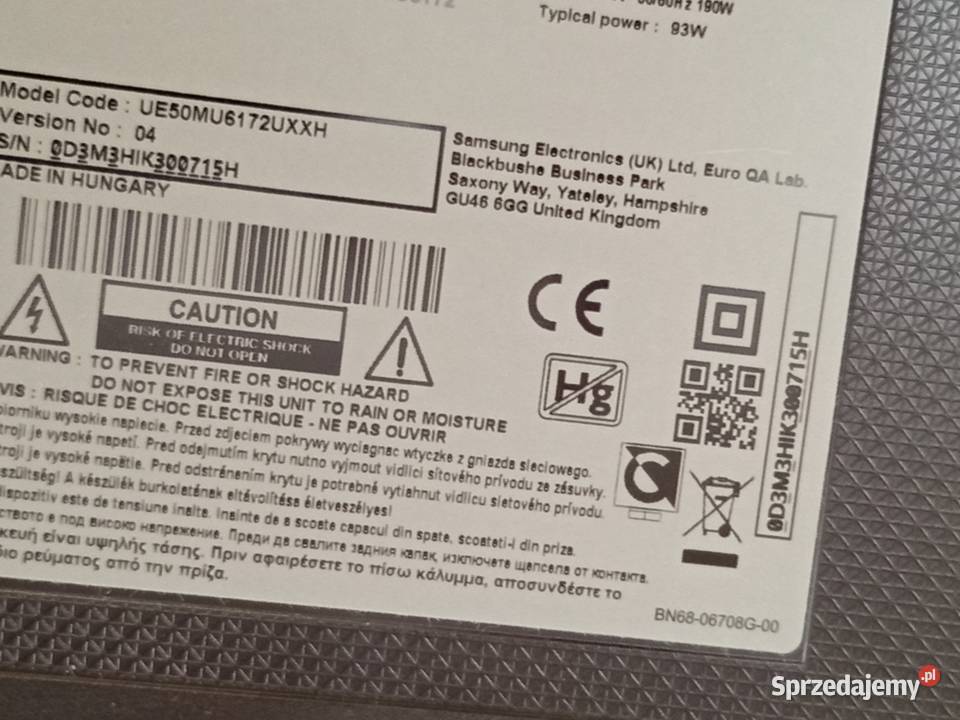 SAMSUNG UE50MU6172 Telewizory Gdańsk