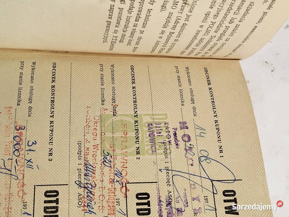 POLMO KSIĄŻKA GWARANCYJNA SYRENA 104 Żarówki motocyklowe Rybnik sprzedam