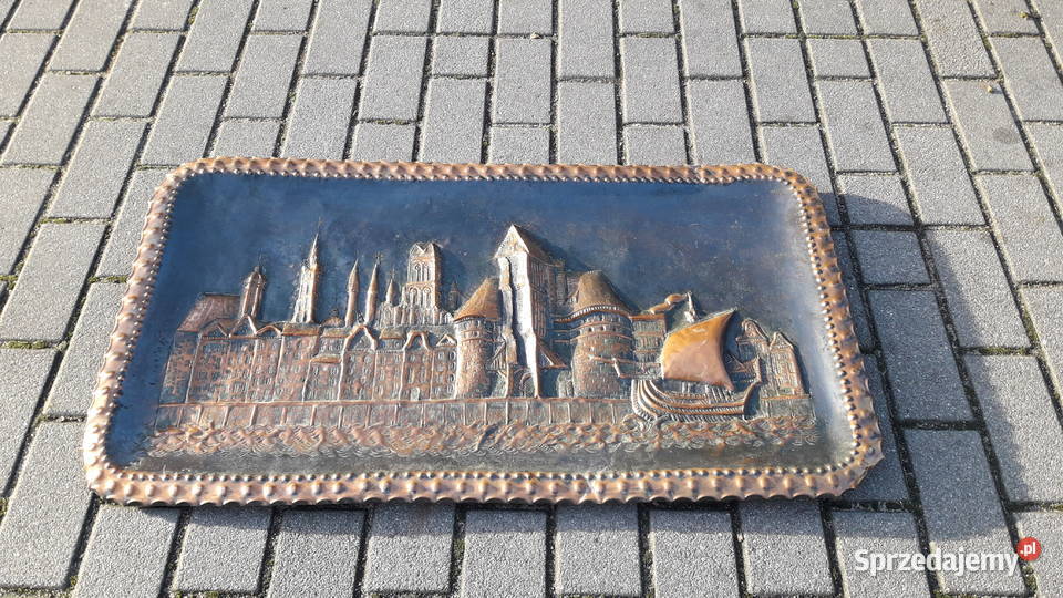 Miedzioryt Panorama Gdańsk PRL duży 89 x 50 lata Gdynia