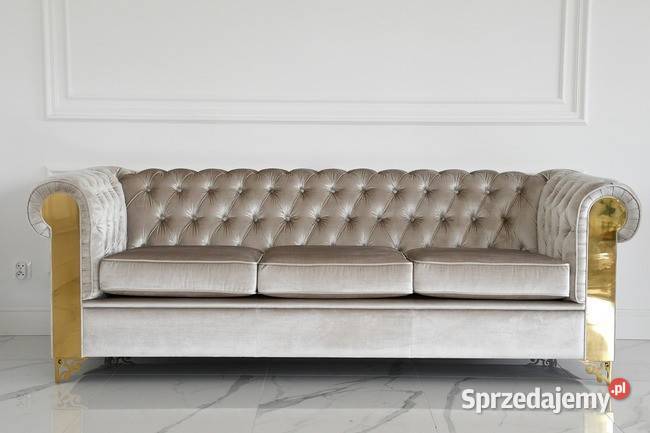 Sofa Glamour AVIATOR Złota Pikowana Ekskluzywna mazowieckie Warszawa