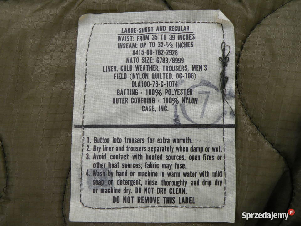 Podpinka do spodni m65 Large 78r Militaria dolnośląskie Wrocław sprzedam