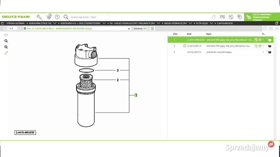 korpus filtra hydrauliki DeutzFahr Agrofarm Hydraulika Koszanowo