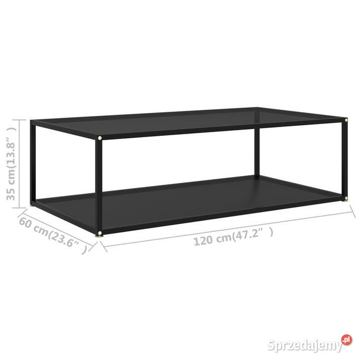 Stolik kawowy czarny 120x60x35 szkło hartowane sprzedam