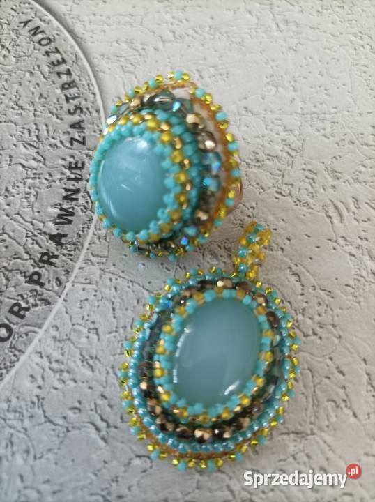 Akwamaryn pierścionek zawieszka beading śląskie