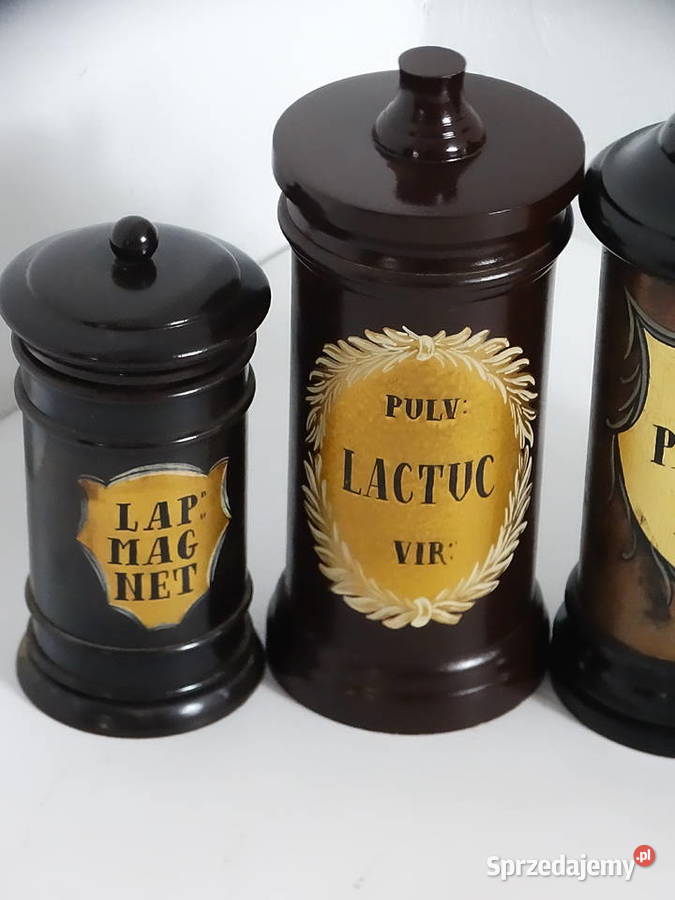 Unikatowe Puzdra Apteczne Drewno Toczone XIX w Biłgoraj