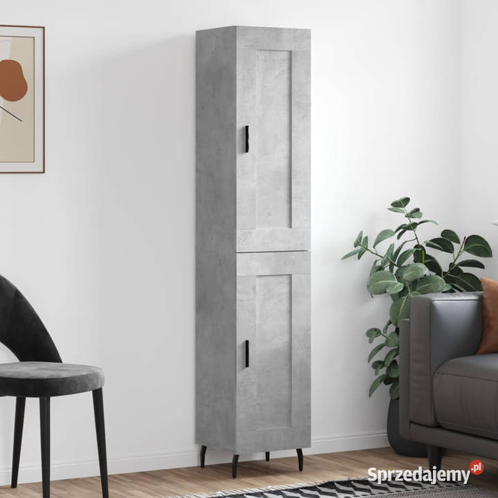 Wysoka szafka szarość betonu 345x34x180 Warszawa