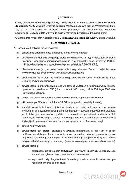 Syndyk sprzeda piwnicę lokatorską w Siedlcach Siedlce sprzedam