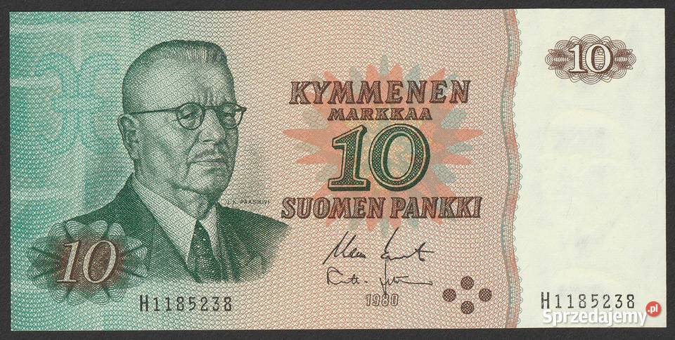 FINLANDIA 10 MARKKAA MAREK 1980 STAN BANKOWY UNC Łódź sprzedam