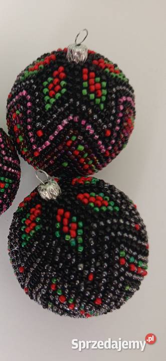 Bombka z koralików rękodzieło ozdoba prezent wielokolorowy Boże Narodzenie Garbów