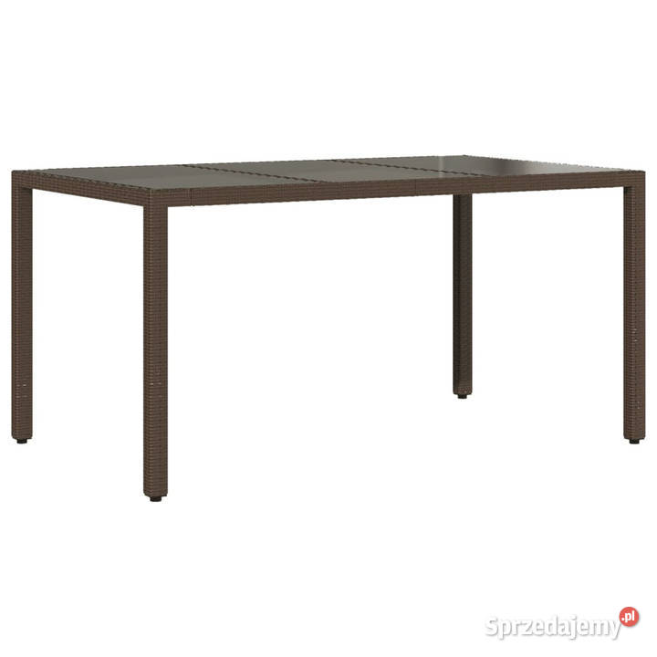 Stół ogrodowy ze szklanym blatem brąz 150x90x75 Stoły i stoliki ogrodowe Warszawa