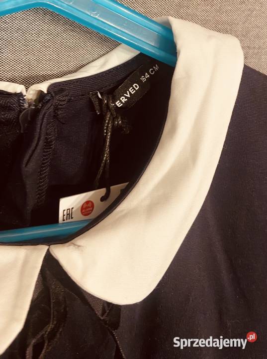 Dziewczęca granatowa sukienka z białym dziewczynka Żyrardów